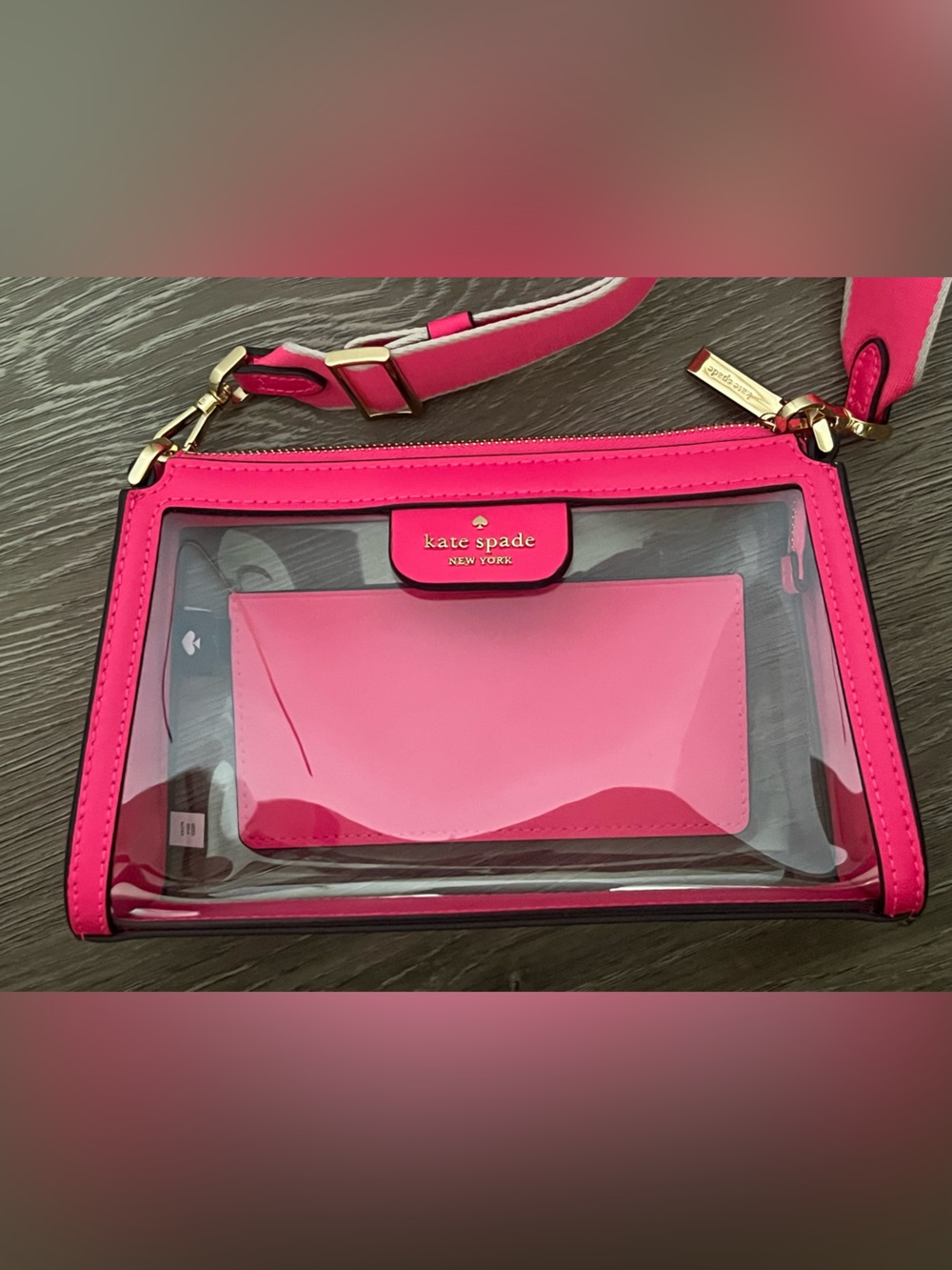 kate spade Hot Pink Clear Crossbody Bag with Gold Hardware - Picture 5 of 9